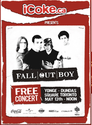 A poster of fall out boy with the band.