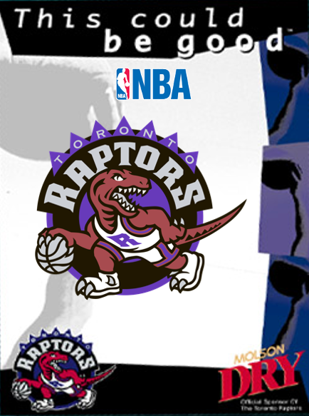 A picture of the raptors logo on a poster.