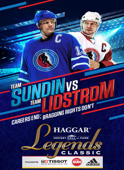 A poster of two hockey players on ice.