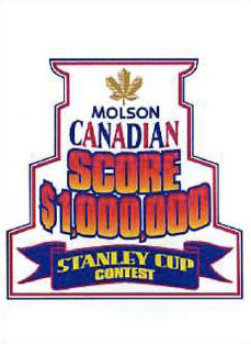 A molson canadian score $ 1, 0 0 0, 0 0 0 stanley cup contest logo.